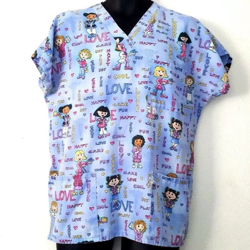 Children Love Care Happy Hospital Nurse Scrubs